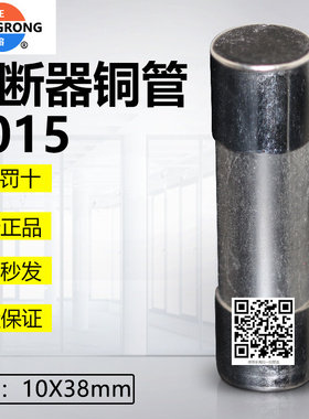 正浩熔断器直通铜管R015N 10X38mm零线级代替保险丝圆管R015 RO15