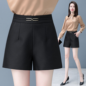 短裤 高腰西装 女黑色显瘦修身 百搭金属扣装 子 2026新款 饰阔腿裤 春季