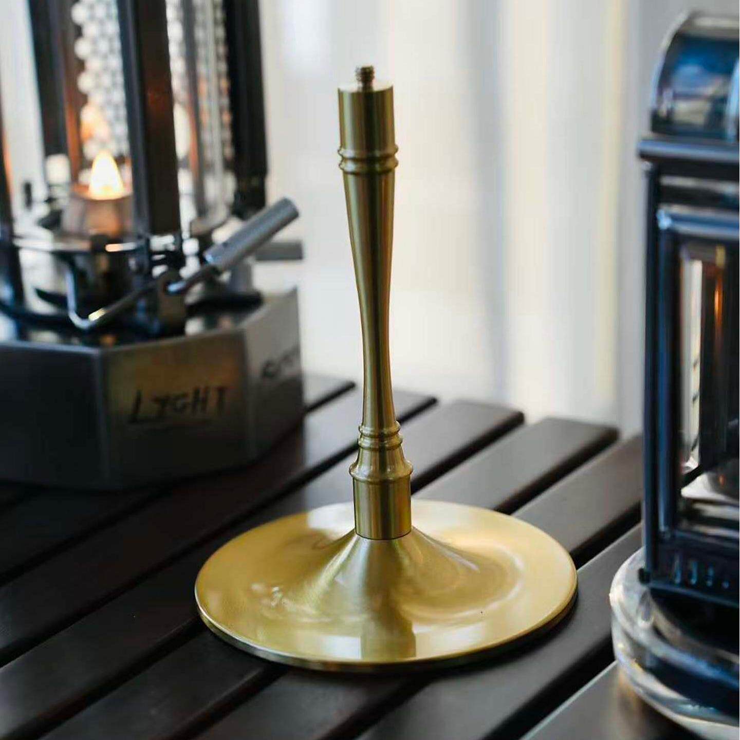 户外露营大号黄铜底座露营灯架1/4转接桌面灯座38explore灯座灯杆