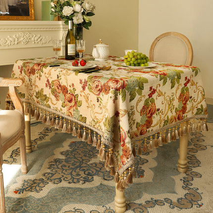 欧式长方形餐桌桌布轻奢高级感家用客厅茶几布台布2023新款餐桌布