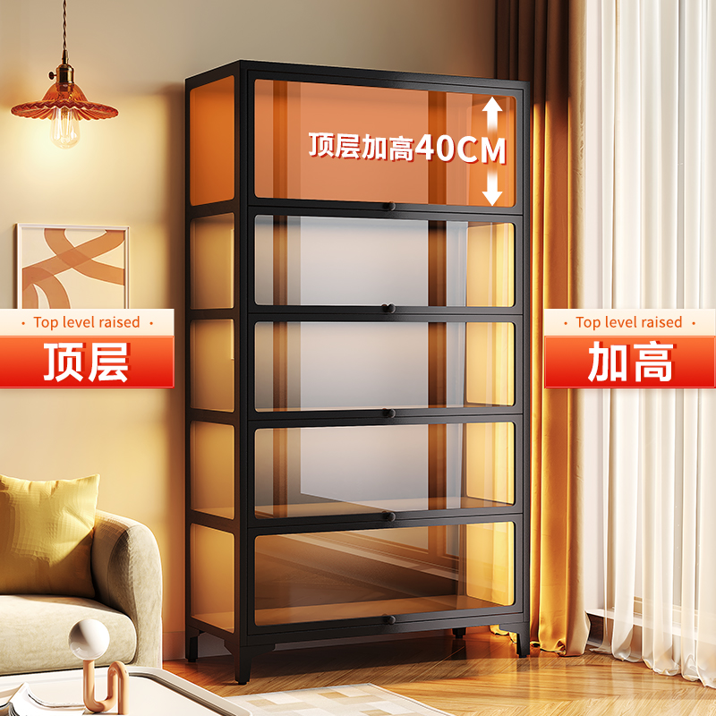 加高手办展示柜玻璃门痛柜防尘模型陈列柜铁皮储物柜钢制收纳柜子