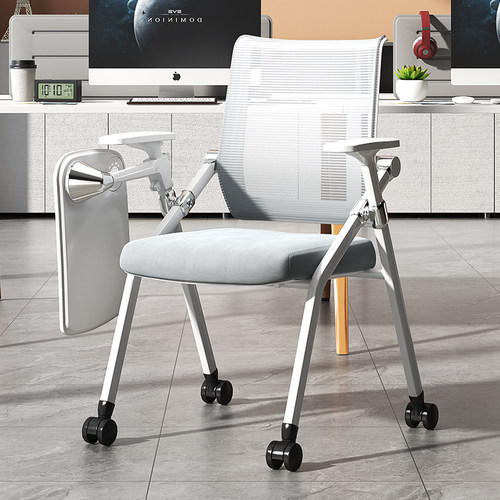 培训椅带桌板办公椅写字板靠背折叠椅带轮培训机构办公会议室桌椅