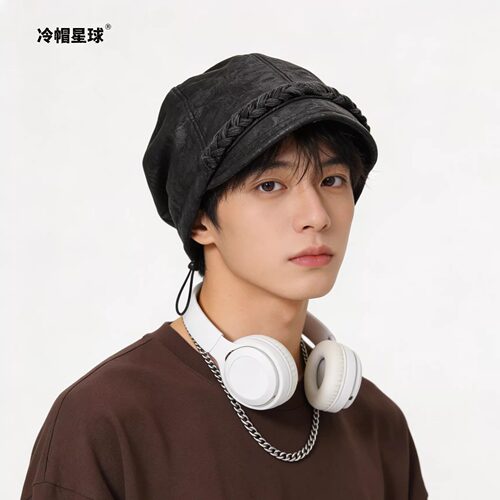 冷帽星球秋冬皮质包头堆堆帽显脸