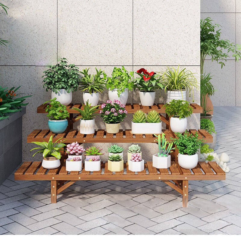 安尔雅松木花架子花盆碳化室内外客厅阳台多肉植物架实木多层花摆高性价比高么？