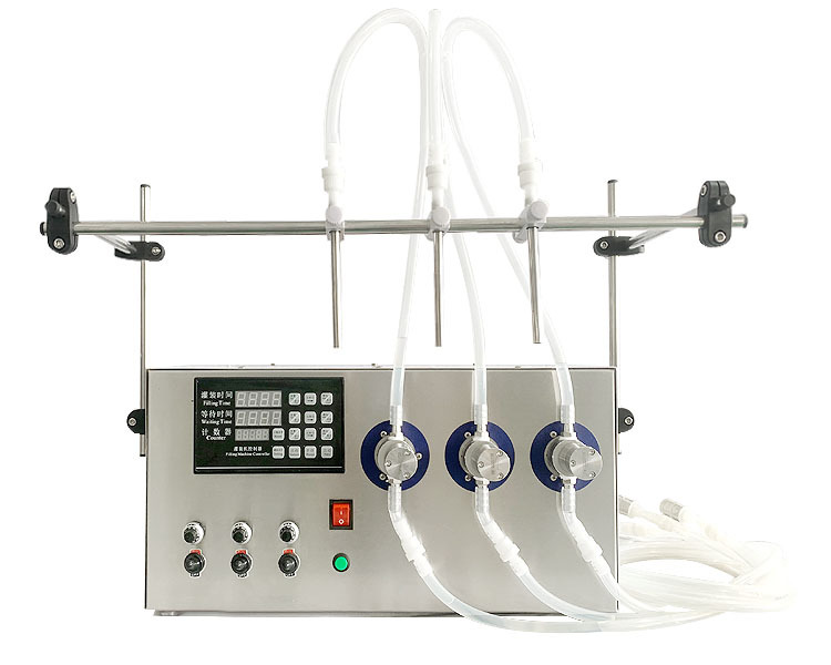 3头磁力泵灌装机液体自动定量小型耐腐蚀酸碱溶剂香水精油罐装机