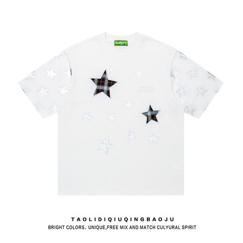 TIKOU美式复古星星拼接印