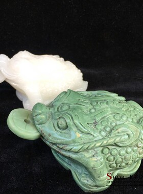 新品天然白e玉金蟾摆件开业礼品商务礼品店铺摆件蟾蜍招财进宝家