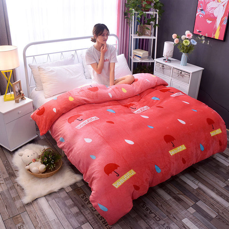 极速法兰绒被套单l件珊瑚绒加绒加厚学生貂绒冬季毛绒毛毯单人毛