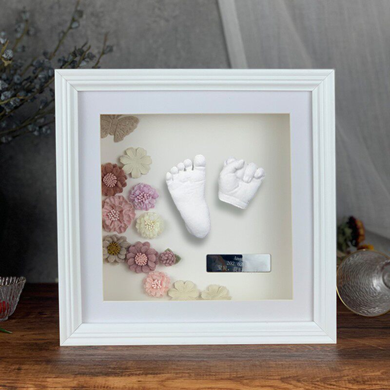 极速新生婴儿手模脚模型3d立x体石膏宝宝胎毛满月百天手足印泥纪