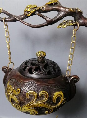 新品铜盘龙熏香炉摆件纯r铜镂空倒流熏香炉盘香线香家用室内檀香