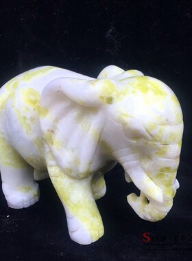 新品天然蓝田玉大象摆件s一对家居客厅玄关酒柜办公室装饰品工艺