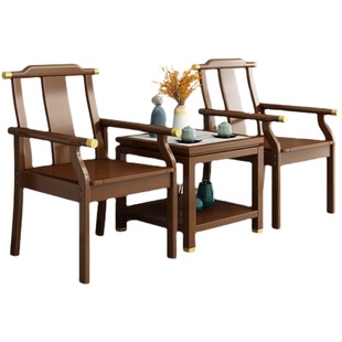 极速新中式d实木圈椅三件套单人沙发椅官帽太师椅茶桌主人椅扶手