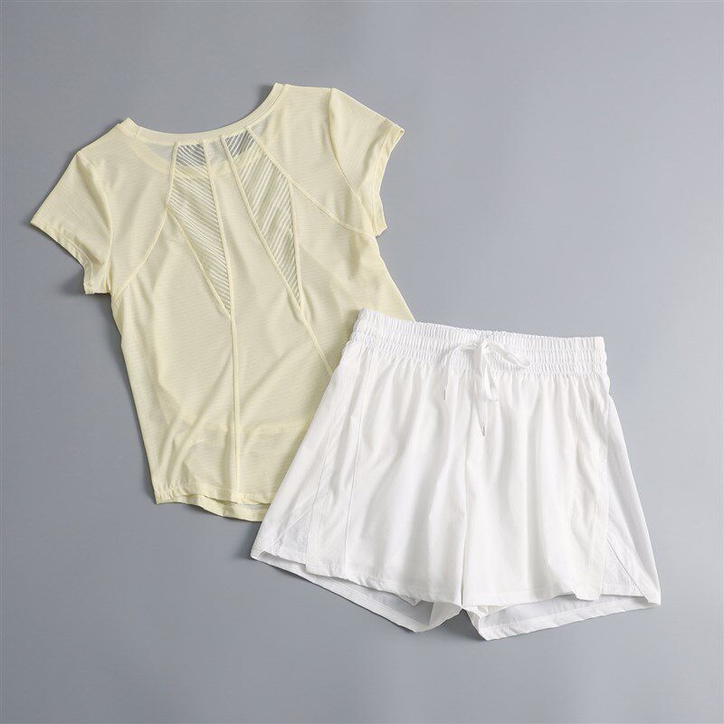 新品运动a套装女宽松休闲跑步锻炼速干短袖罩衫透气普拉提瑜伽健