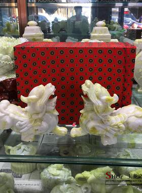 新品天然岫玉貔貅摆m件大号一对家居玄关客厅酒柜办公室装饰品礼