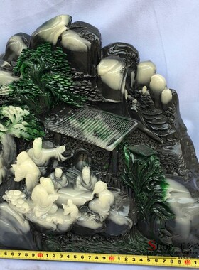 新品仿寿山石合家欢乐山水摆件家居D客厅玄关办公室工艺品饰品礼