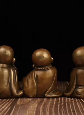 新品纯铜弥勒佛小和尚大肚弥勒笑佛布袋I和尚家居客厅车载装饰艺