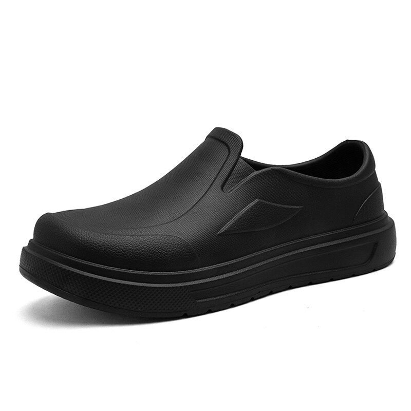 新品厨师鞋男款防滑防水雨鞋大码45E46皮面工作男鞋夏季防油污皮