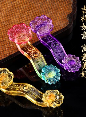 极速七彩琉璃如意摆件水晶吉祥y如意工艺品开业礼品家居客厅创意