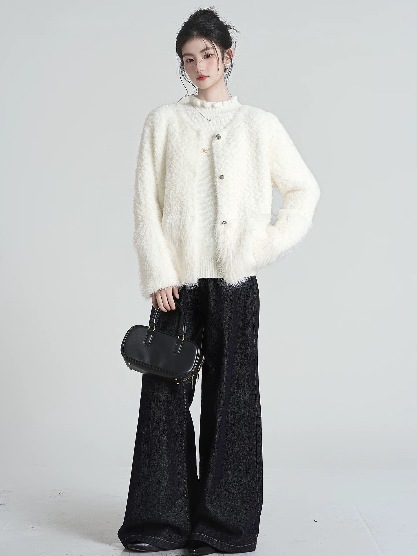 2025冬季新款V领仿水貂绒毛毛外套女皮毛一体保暖上衣潮