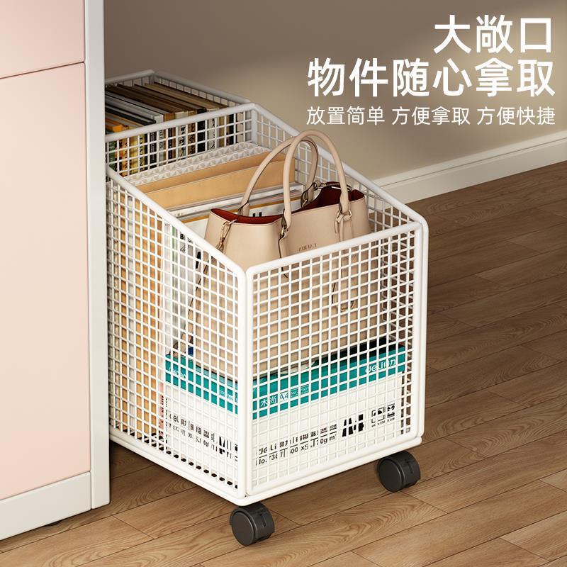 .移动旋转书架学生教室落地书柜小推车桌下书包办公书桌收纳置物