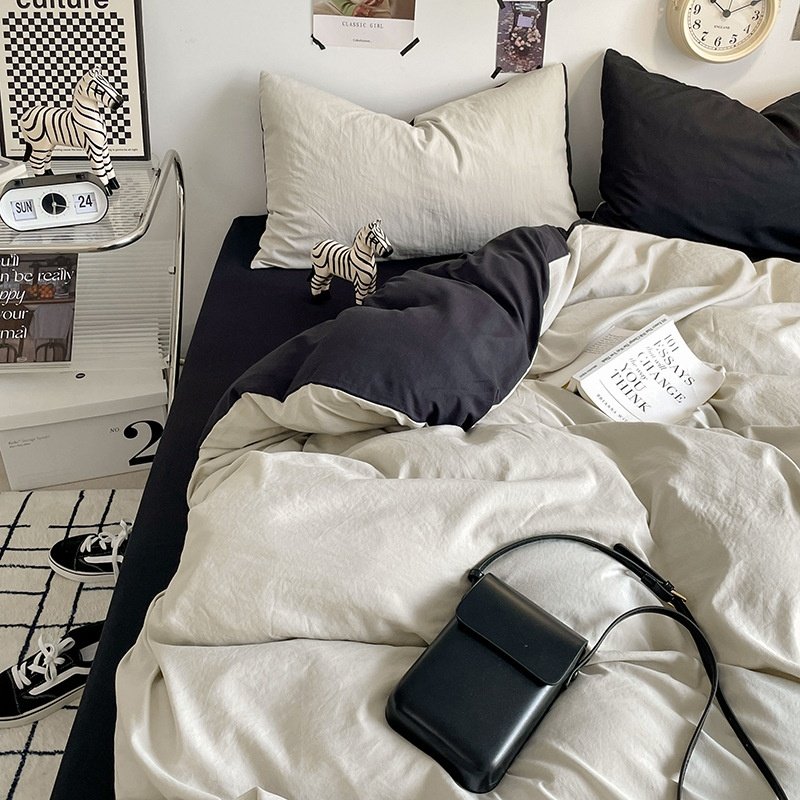 a类ins风磨毛四件套全棉床单被套学生宿舍纯棉三件套床笠床上用品