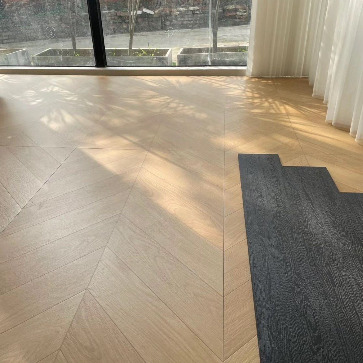 鱼骨木纹砖地砖600×1200法式复古原木色奶油风全瓷仿木地板瓷砖