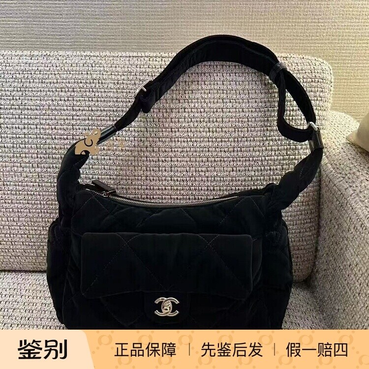 Chanel/香奈儿25N黑色丝绒女包