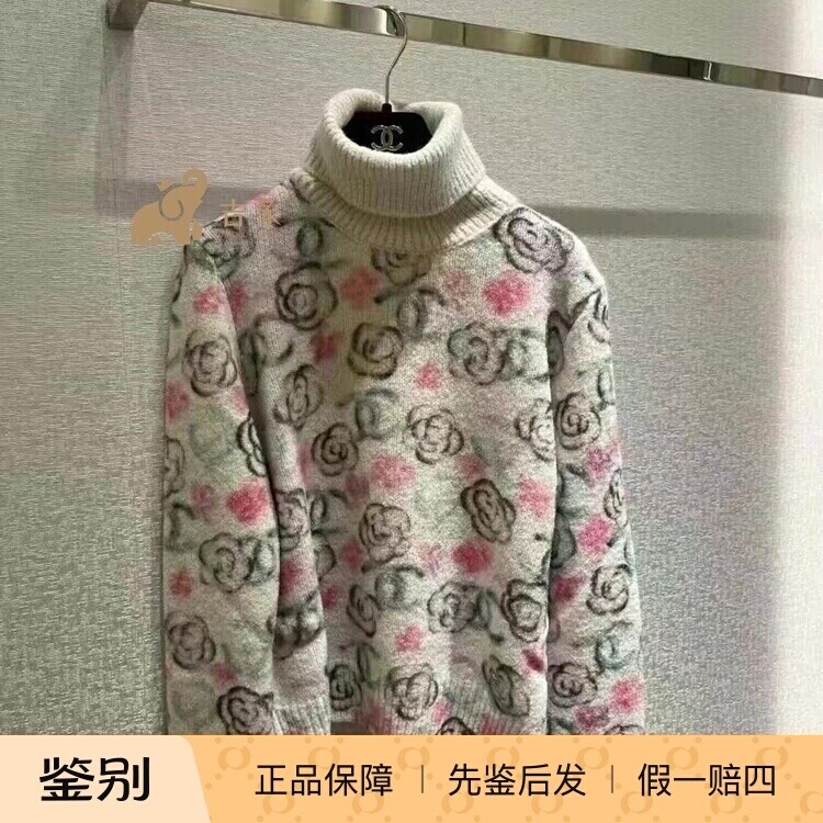 Chanel山茶花羊绒针织衫毛衣