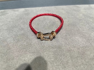 现货Fred斐登Force 10系列中号款18K玫瑰金满钻手链红色男女同款