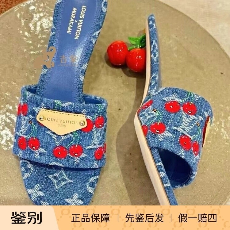LV/路易威登25SS女鞋村上隆限量樱桃系列LILY 低跟凉拖1AHLTA