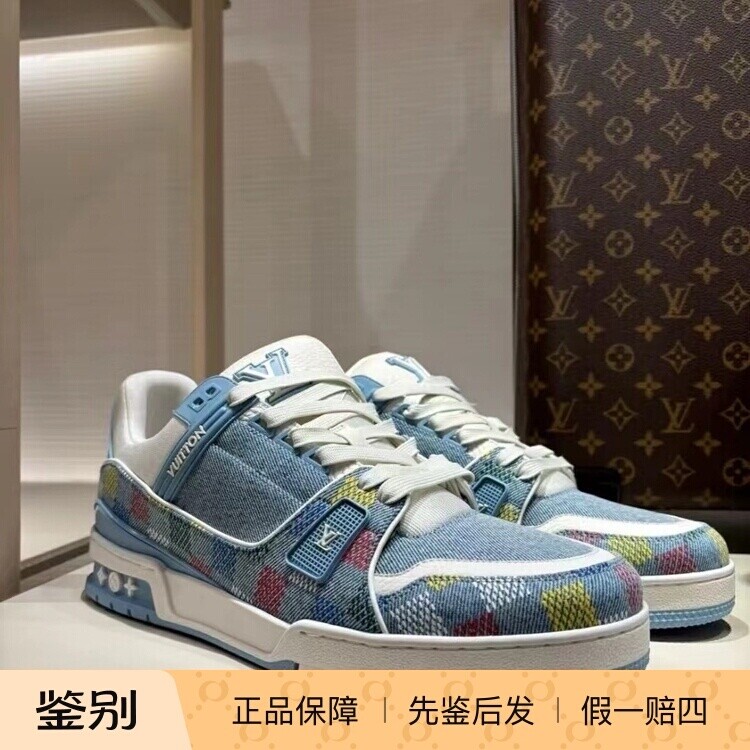 LV路易威登2025新款男鞋彩色二丹宁牛仔TRAINER 运动鞋板鞋1AHCYB