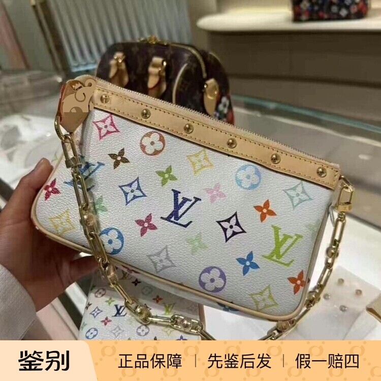 LV路易威登2025新款女包限量村上隆LV x TM麻将包链条包单肩包