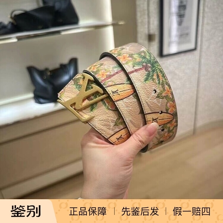 LV路易威登2024新款男士冲浪风格图案4CM双面腰带皮带M8639T