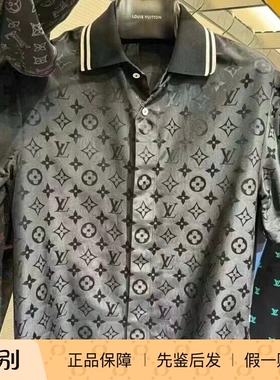 LV路易威登2025新款男装MONOGRAM 波纹提花桑蚕丝短袖衬衫1AGTP3