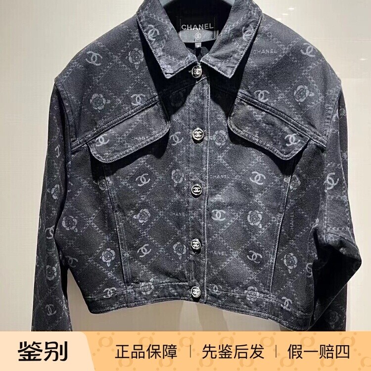 Chanel女士山茶花双C印花牛仔
