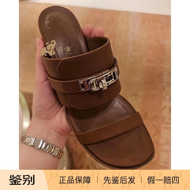 爱马仕NinaKelly小牛皮凉拖