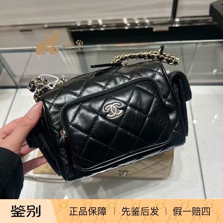 Chanel香奈儿24K新款黑金小羊皮