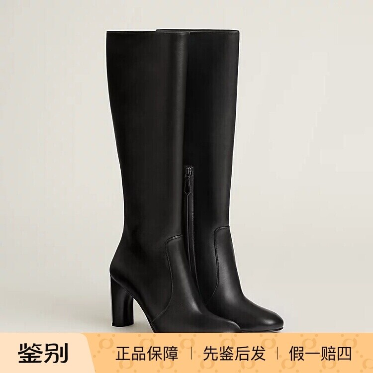 Hermes爱马仕黑色牛皮骑士靴
