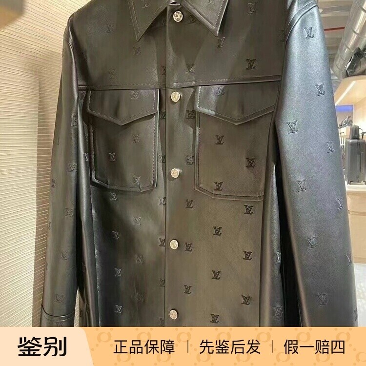 LV/路易威登2024新款男装刺绣羊皮革夹克式衬衫外套1AFIO9