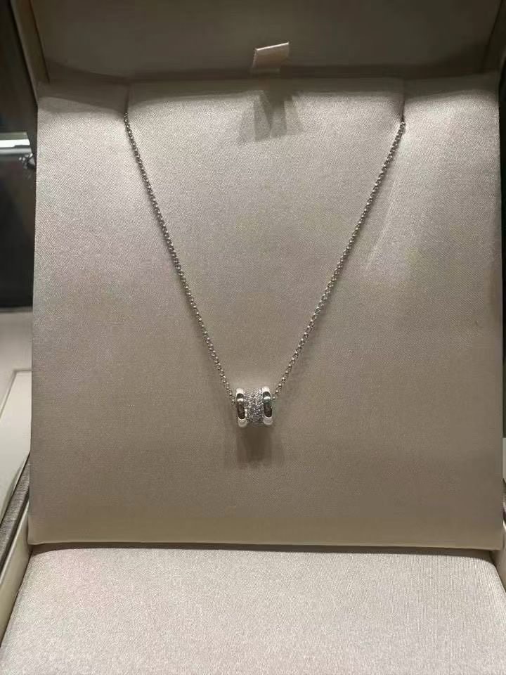 【现货】Bvlgari宝格丽B.ZERO1系列18K白金镶钻小蛮腰项链