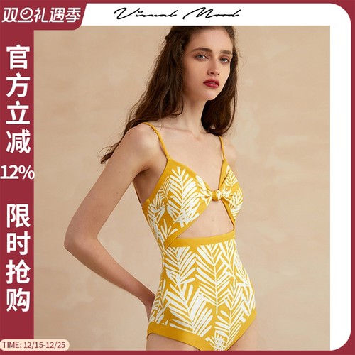 VisualMood复古黄度假连体泳衣