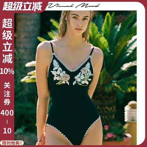 visualmood复古法式连体泳衣女