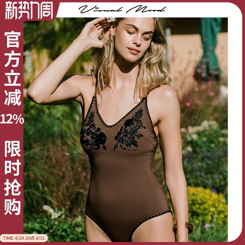 visualmood法式复古连体泳衣女