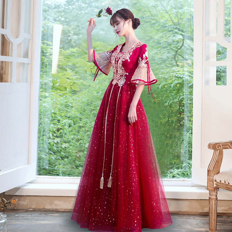 速发大码敬酒服2021新款春季 200斤新娘结婚订婚回门长款礼服
