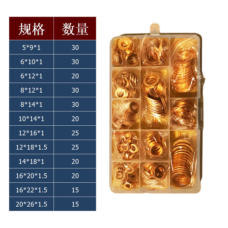 速发油底壳放油螺丝垫片盒装紫铜垫片套盒4S店汽修铜垫修理盒放油