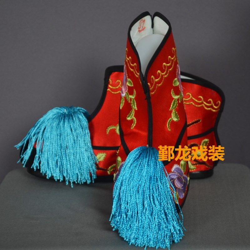 速发新款戏剧古装影视武旦穆桂英靴彩快京剧越剧薄底彩快武旦靴