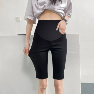 速发黑色叉妇裤夏托新款高腰五分骑行裤季腹短裤开孕弹力打底中裤