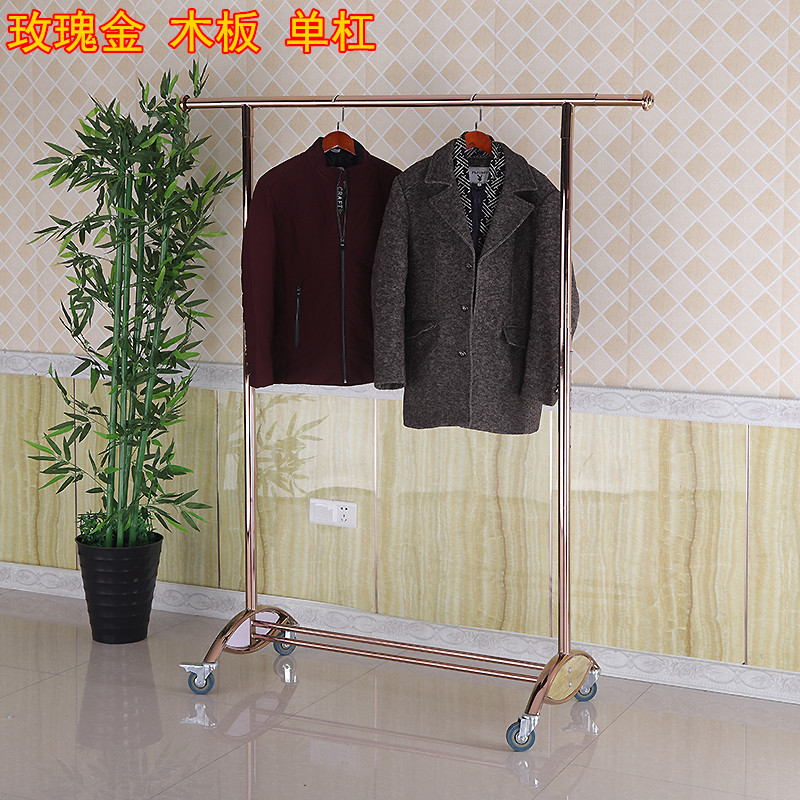 速发服装店衣架展示架伸缩折叠龙门架带轮子单中双杠地落杠岛架男