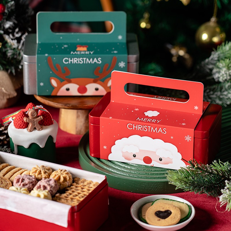 速发圣诞天地片曲包饼干奇装铁盒 可可脆盖罐盒子雪花酥盒铁罐