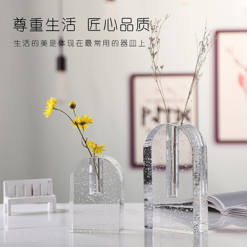 速发装泡球水晶花瓶摆件创意插花干花花器酒店家居气厅客饰品